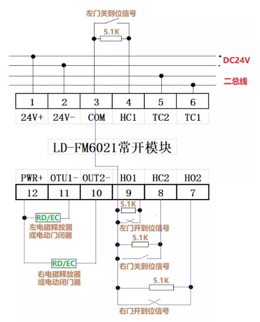 防火門(mén)監(jiān)控模塊接線(xiàn)